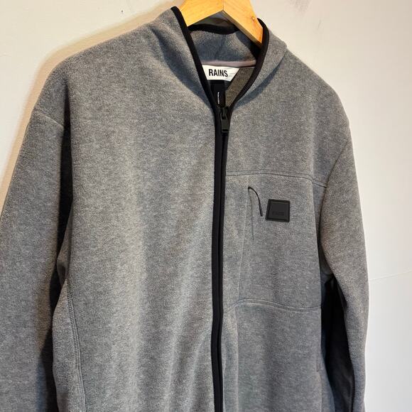Rains Gray Durban Fleece Front Zip Jacket - size Large - Picture 3 of 7